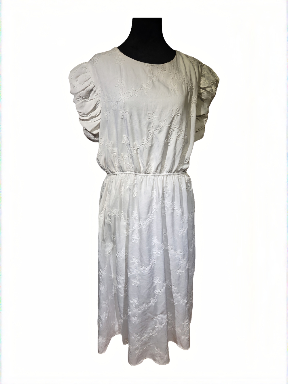 Hayden White Eyelet Puff-Sleeve Midi Dress